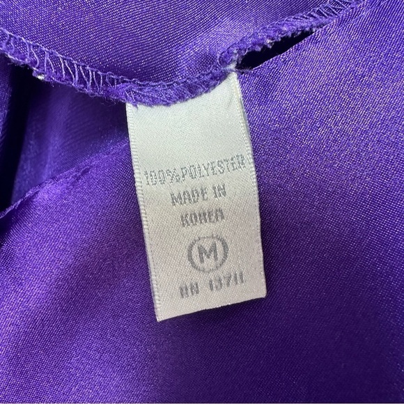 Erika Taylor Slip Dress Vintage Chemise Gown M Nightie Purple Satin Sleep Sexy - Picture 5 of 9